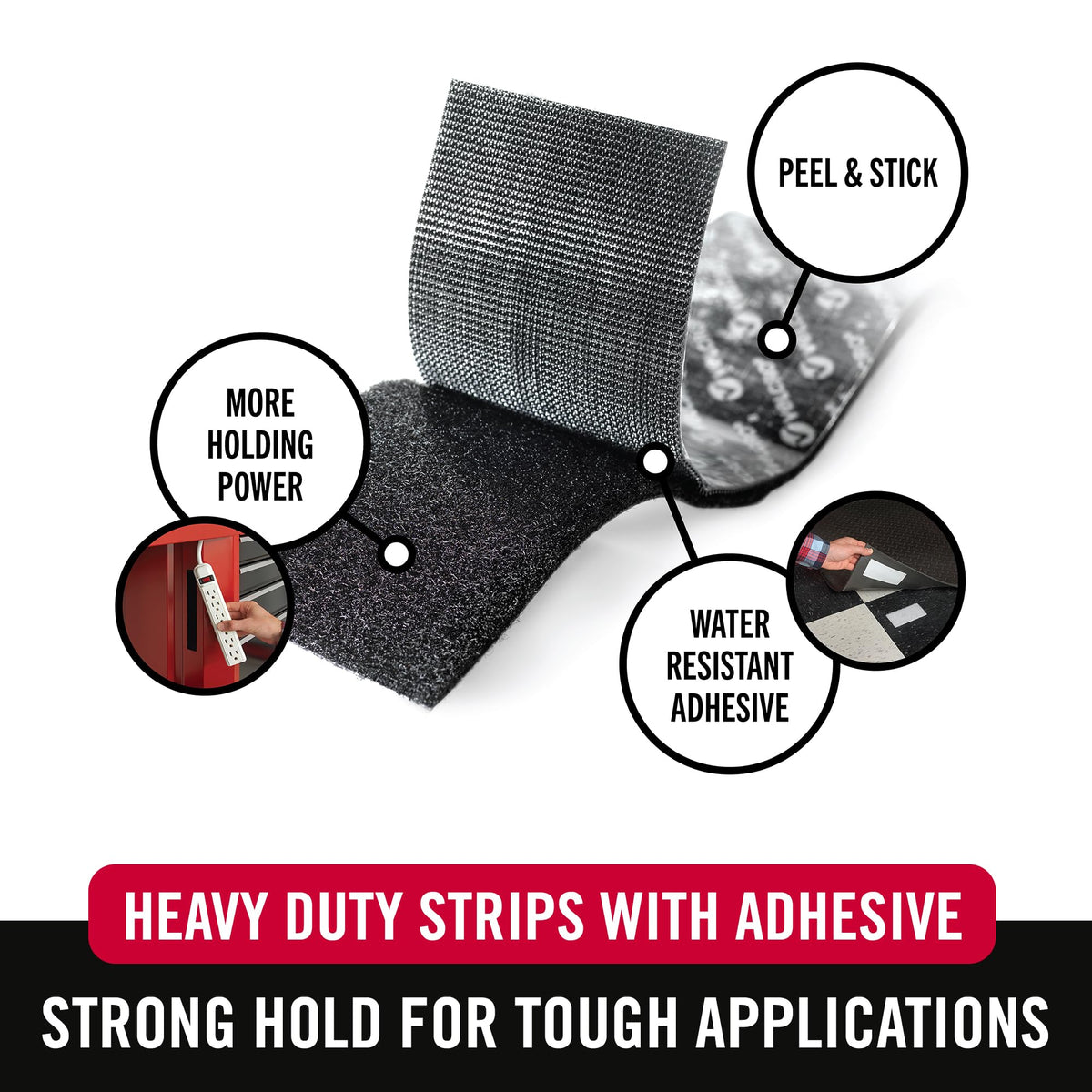 VELCRO Brand Industrial Strength Strips, 4 x 2 in, Black, 2 Sets