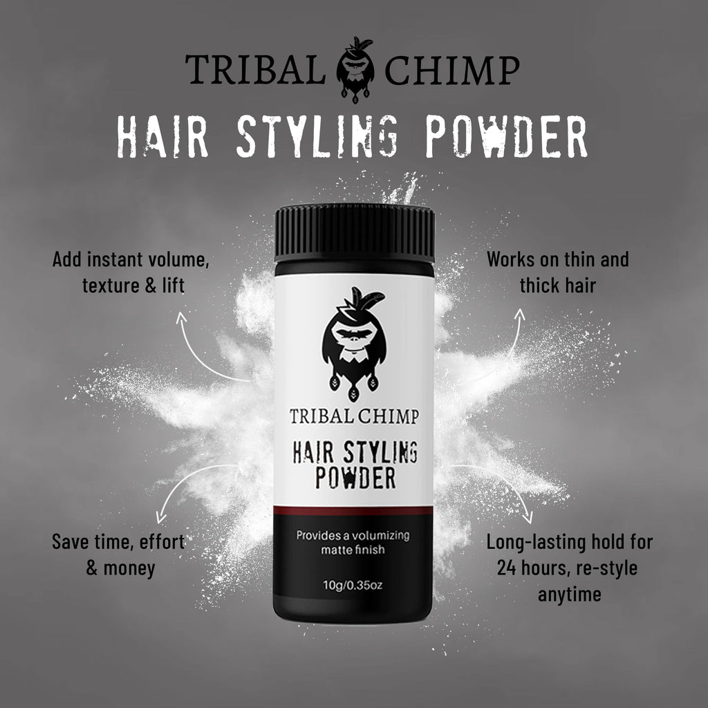Tribal Chimp Hair Styling Powder for Men & Women – Hair Volumizer & Texture Powder for All Hair Types with Matte Finish – 24H Invisible Hold, Adds Volume & Texture, Non-Sticky and Smells Great – 10g