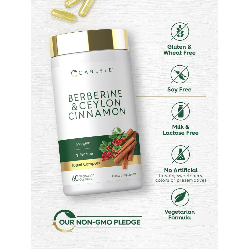Carlyle Berberine with Ceylon Cinnamon | 60 Capsules | Vegetarian, Non-GMO, Gluten Free