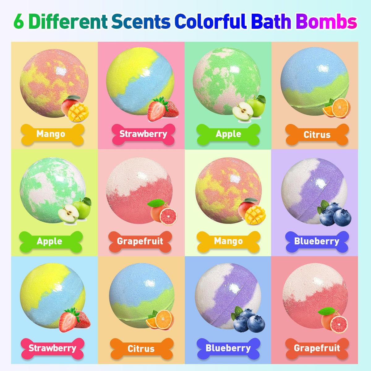 Bath Bombs for Kids with Surprise Toys Inside, 12pcs Bubble Fizzy Bath Bomb