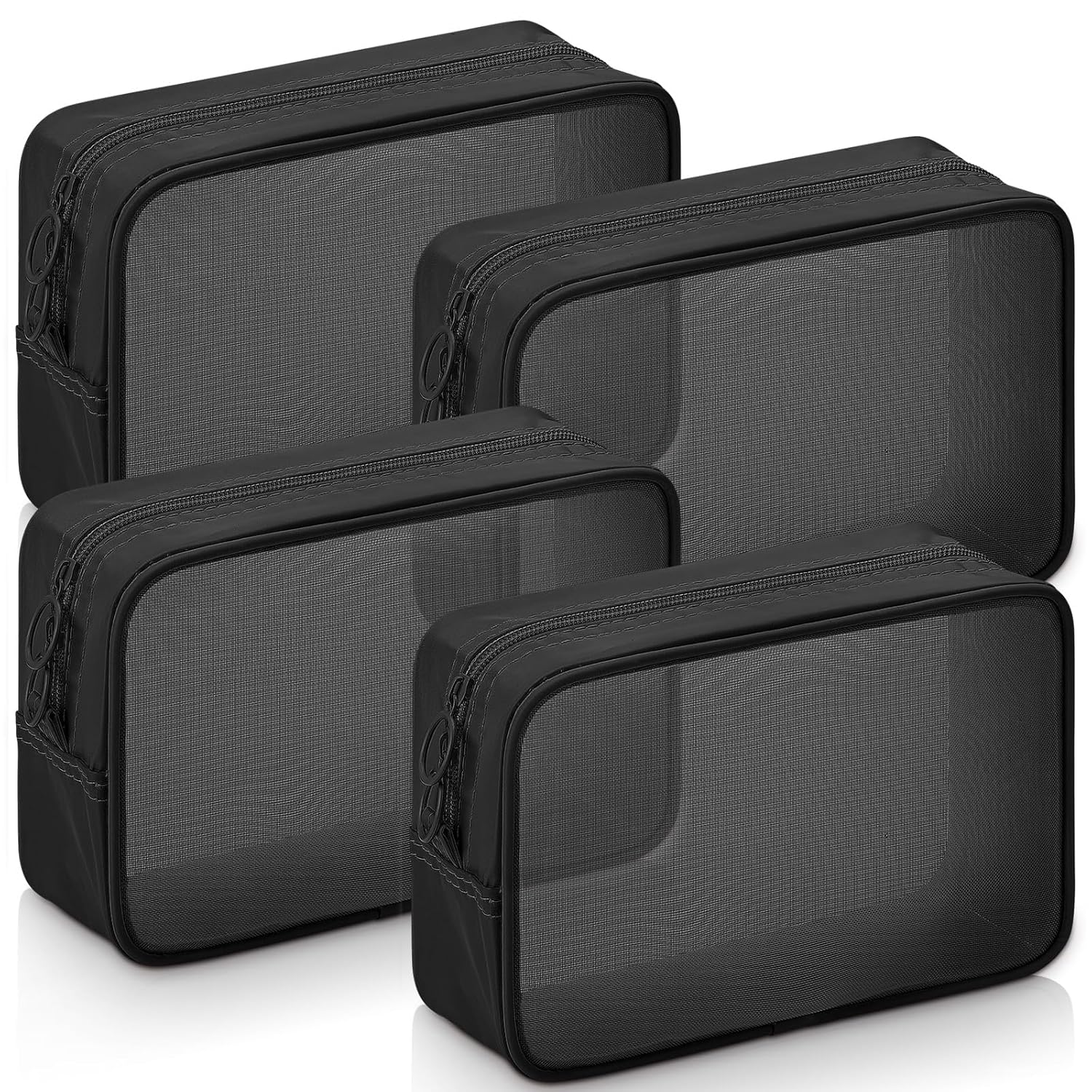 Buy now Weewooday 4 Pcs Mesh Makeup Bag Mesh Cosmetic Bag Travel Toiletry Pouch with Zipper Mini Makeup Cosmetic Purse for Daily Accessory(Small,Black) Large Black at indiglob india