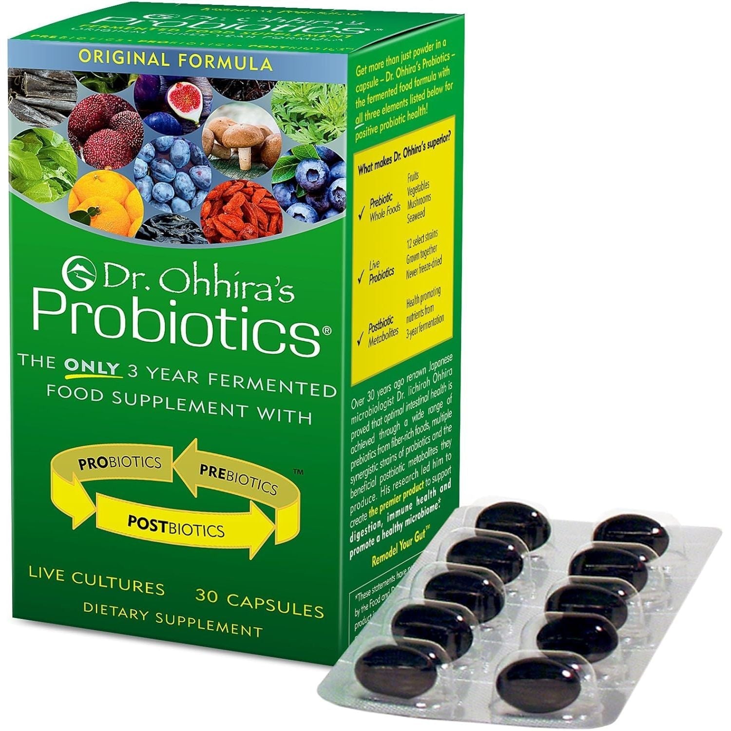 Buy now Dr. Ohhiraâ€™s Probiotics Original Formula with 3 Year Fermented Prebiotics, Live Active Probiotics and The only Product with Postbiotic Metabolites, 30 Capsules 30 Count (Pack of 1) at indiglob india