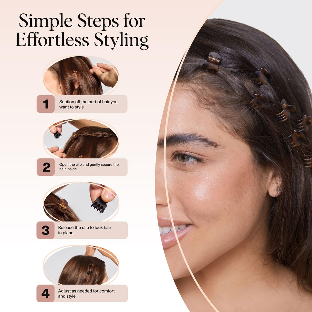 Kitsch Mini Hair Clips for Women - Tortoise & Black, 16 Pcs | Stays In Place Without Pulling or Snagging, Durable & Sturdy Plastic Small Hair Clips For Bangs, Stylish Hair Accessories