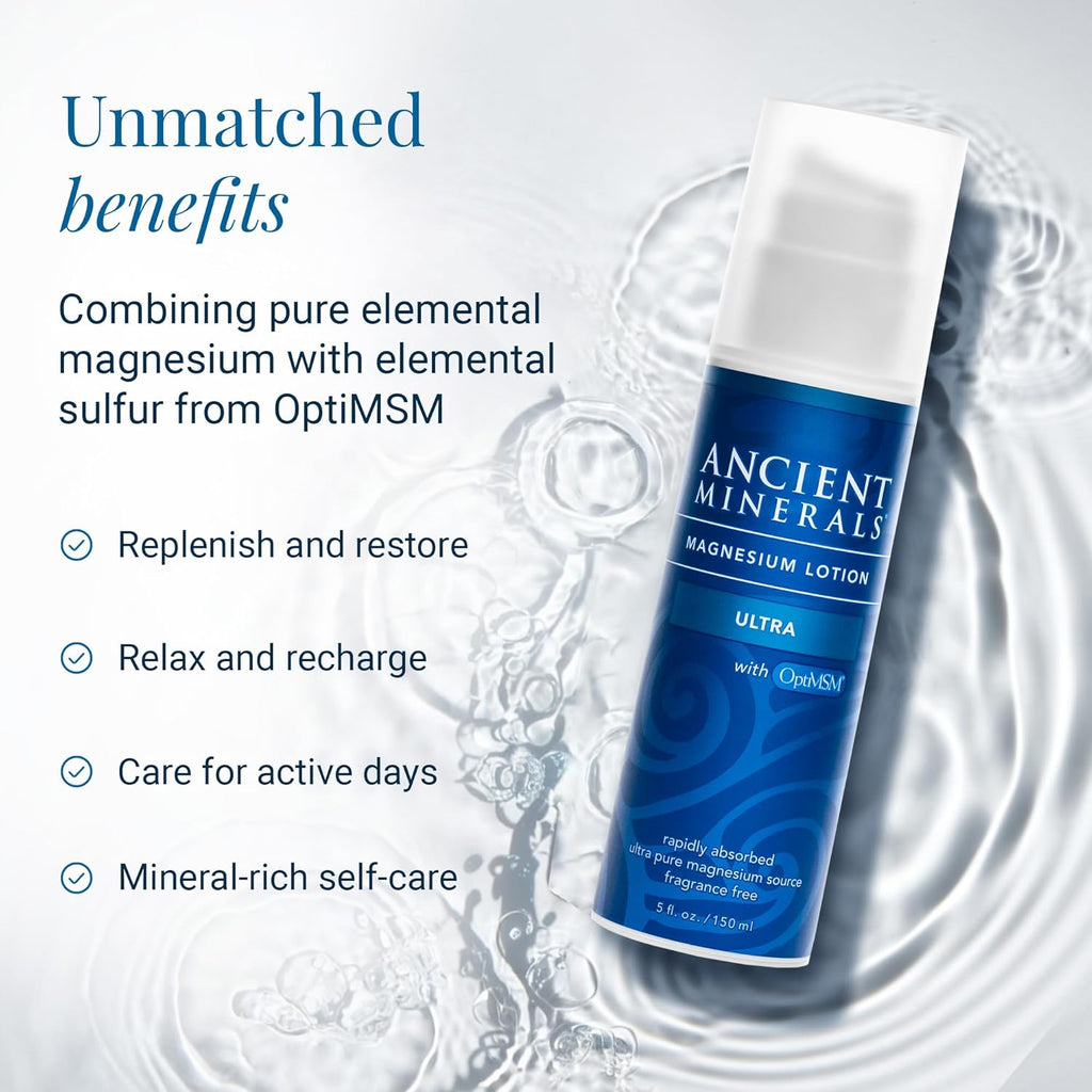 Buy now Ancient Minerals Magnesium Lotion Ultra with MSM Pure Genuine Zechstein Magnesium Lotion for Topical Application (5oz) at indiglob india