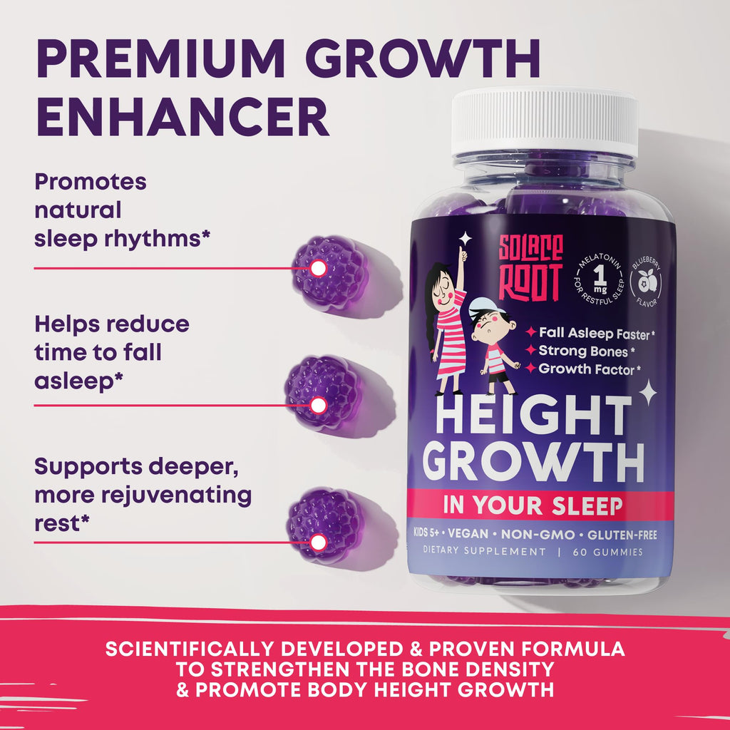 Height Growth Gummies with Melatonin - Kids Sleep Gummies with Ashwagandha