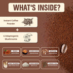 Mushroom Coffee, Instant Mushroom Coffee Powder with 6 Adaptogenic Mushrooms (Cordyceps, Lion’s Mane, Shiitake, Turkey Tail) and MCT Oil for Better Energy, Focus, Immune Support - 30 Servings