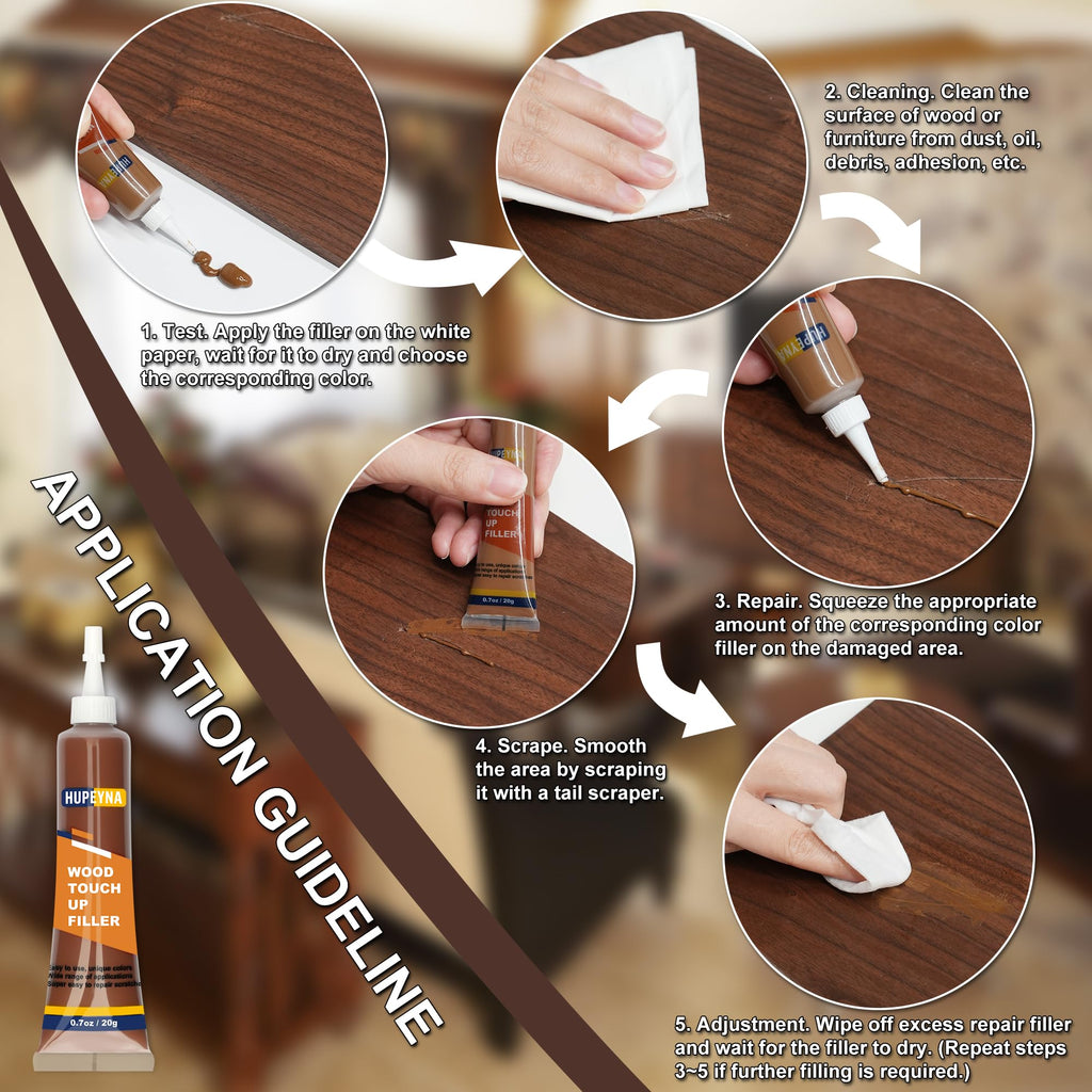 Hupeyna Wood Furniture Repair Kit, 12 Colors Wood Repair Kit, Wood Fillers