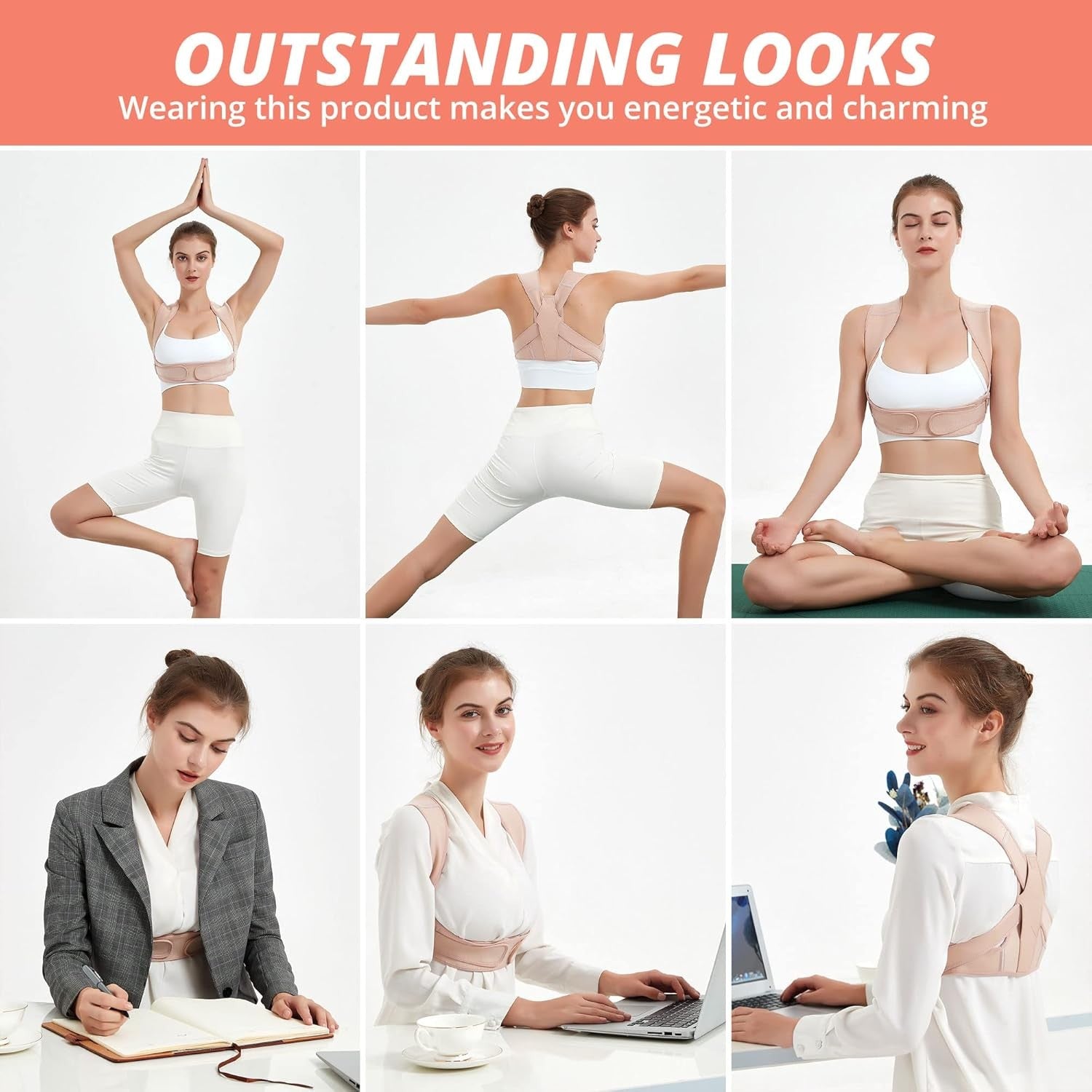 Buy now Posture Corrector for Women and Men, Adjustable Upper Back Brace for Posture Hunchback Support and Providing Pain Relief from Neck, Shoulder, and Upper Back (Small/Medium) at indiglob india