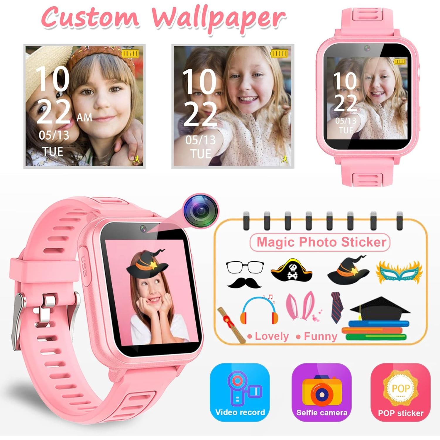 Buy now Smart Watch for Kids Gift for Girls Age 5-12, 1.54" Touch Screen Watch with HD Camera Video 39 Games Music Pedometer Flashlight Alarm Clock, Gifts for 7 8 9 10 Year Old Girls Boys at indiglob india