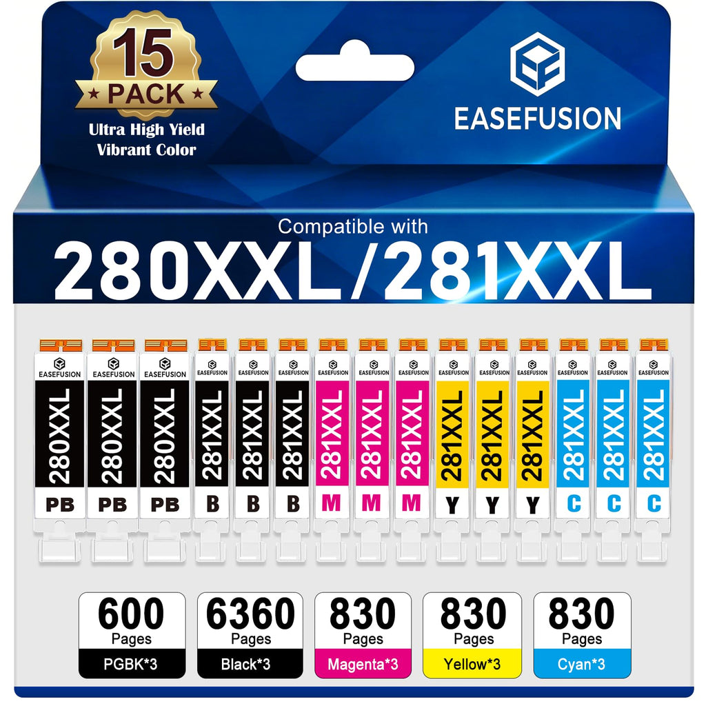 15 Pack 280 XXL 281 XXL Ink Cartridges Compatible for canon printers