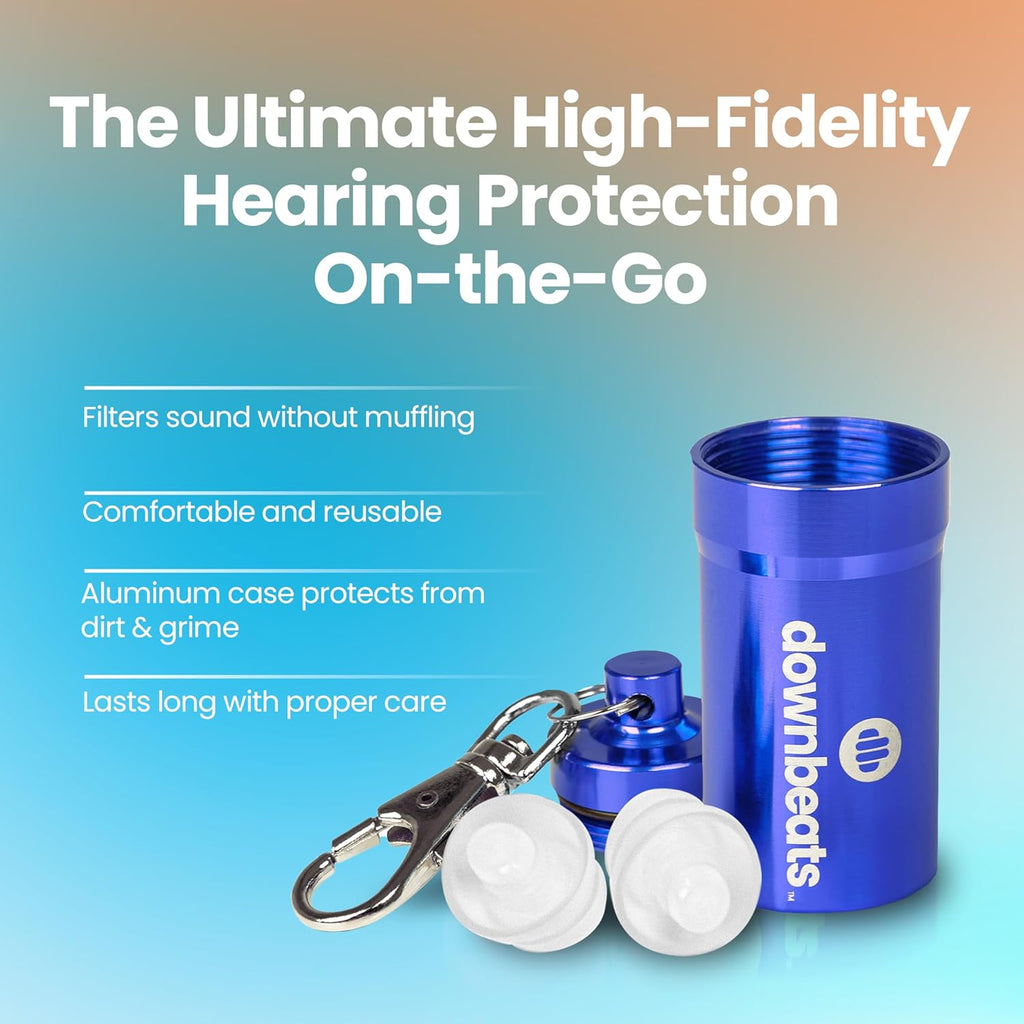 Buy now High Fidelity Ear Plugs for Hearing Protection - Discreet, Clear Ear Plugs for Concerts, Festivals & Noisy Events - Up to 18dB Background Noise Reduction Reusable Ear Plugs - Comes with Aluminum Case at indiglob india
