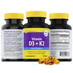 InnovixLabs D3 K2 Vitamin 5000 IU Supplement with Vitamin A (60 Softgels) (Pack of 2)