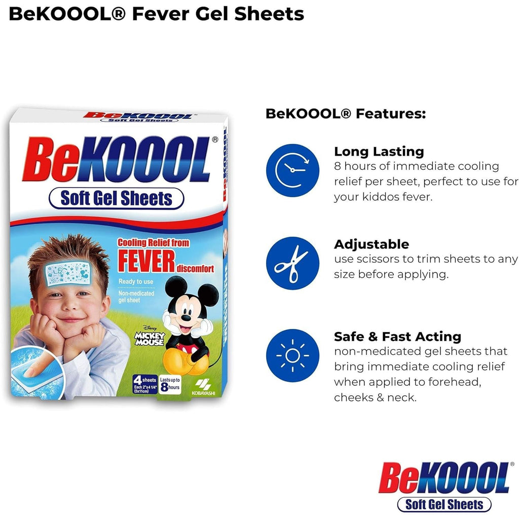 Buy now BEKOOOL Soft Gel Sheets for Kids for Cooling Relief from Fever discomfort | 4 Count at indiglob india