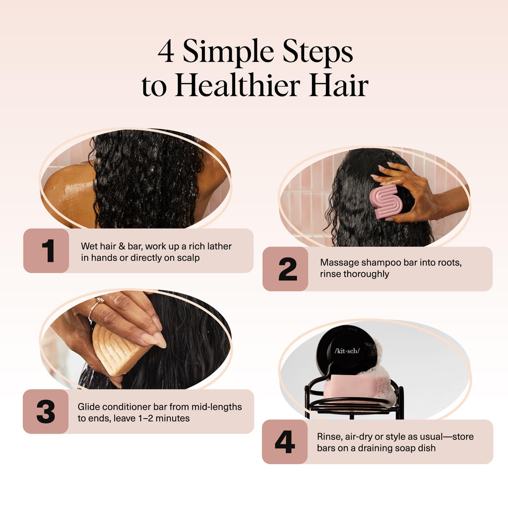 Buy now Kitsch Castor Oil Shampoo Bar & Coconut Oil Conditioner Bar â€“ Nourishing Shampoo and Conditioner Set for Dry, Damaged Hair â€“ Strengthening Hair Care, Hydrating & Deep-Moisturizing - 2pc set at indiglob india