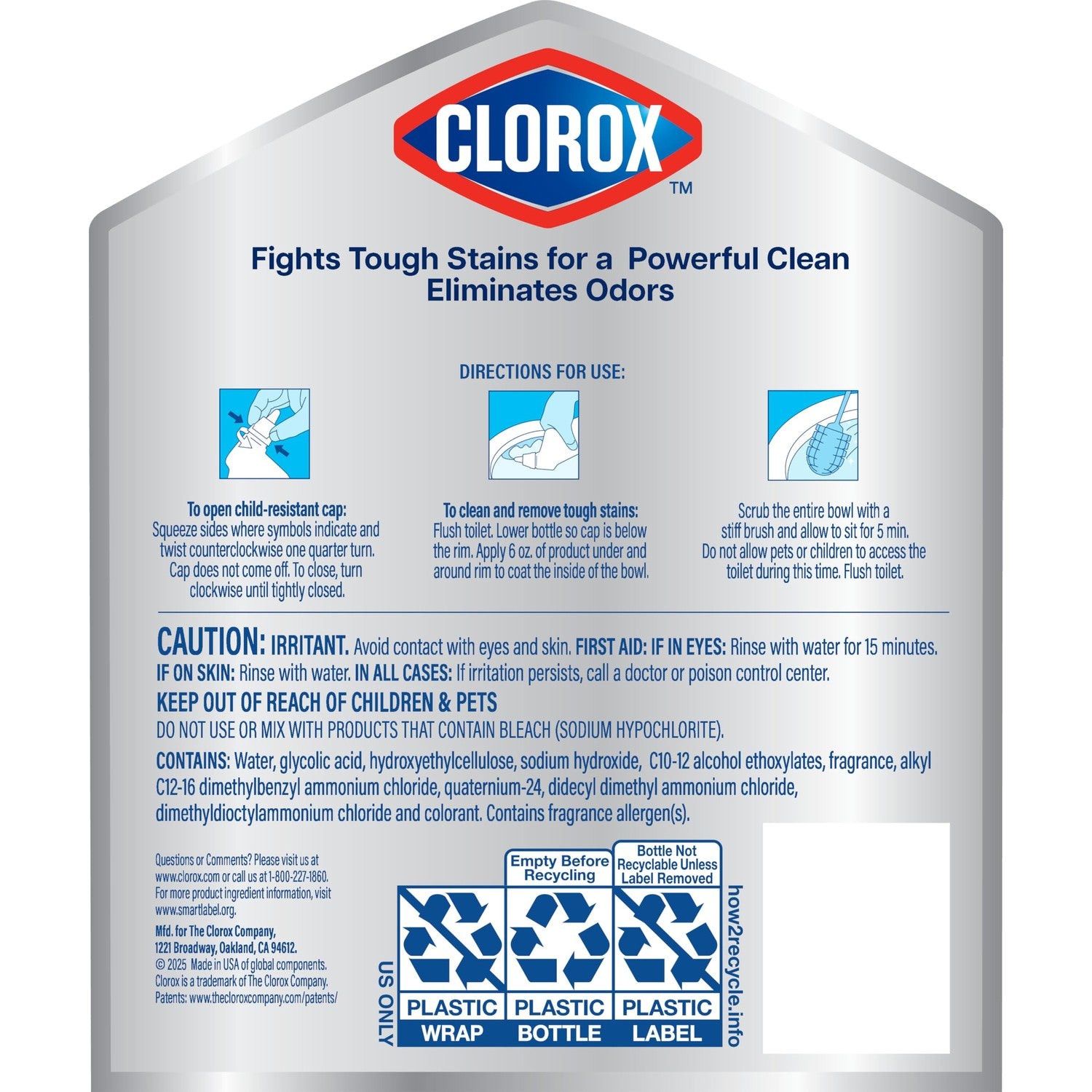 Buy now Clorox Toilet Bowl Cleaner Heavy Duty Stain and Ring Remover, Arctic Clean, 24 Fl Oz., Pack of 2 at indiglob india