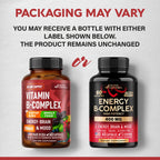 Vitamin B Complex: B1, B2, B3, B5, B6, B7, B12, 5MTHF + Whole Food - 60Caps