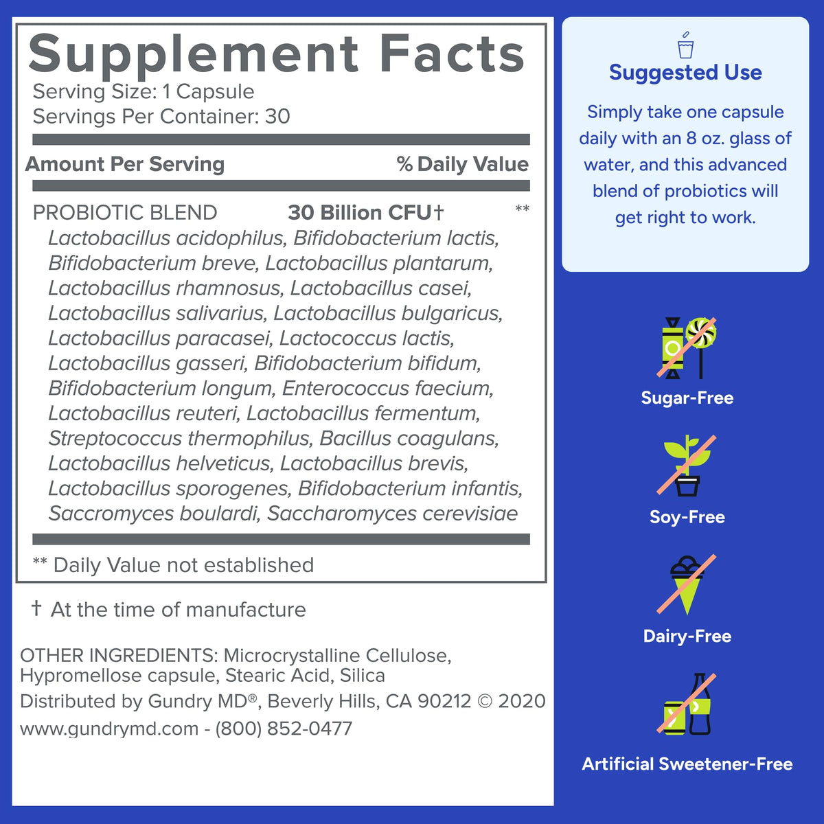 Gundry MD® 24 Strain Probiotic, 30 Billion CFU, 30 Capsules