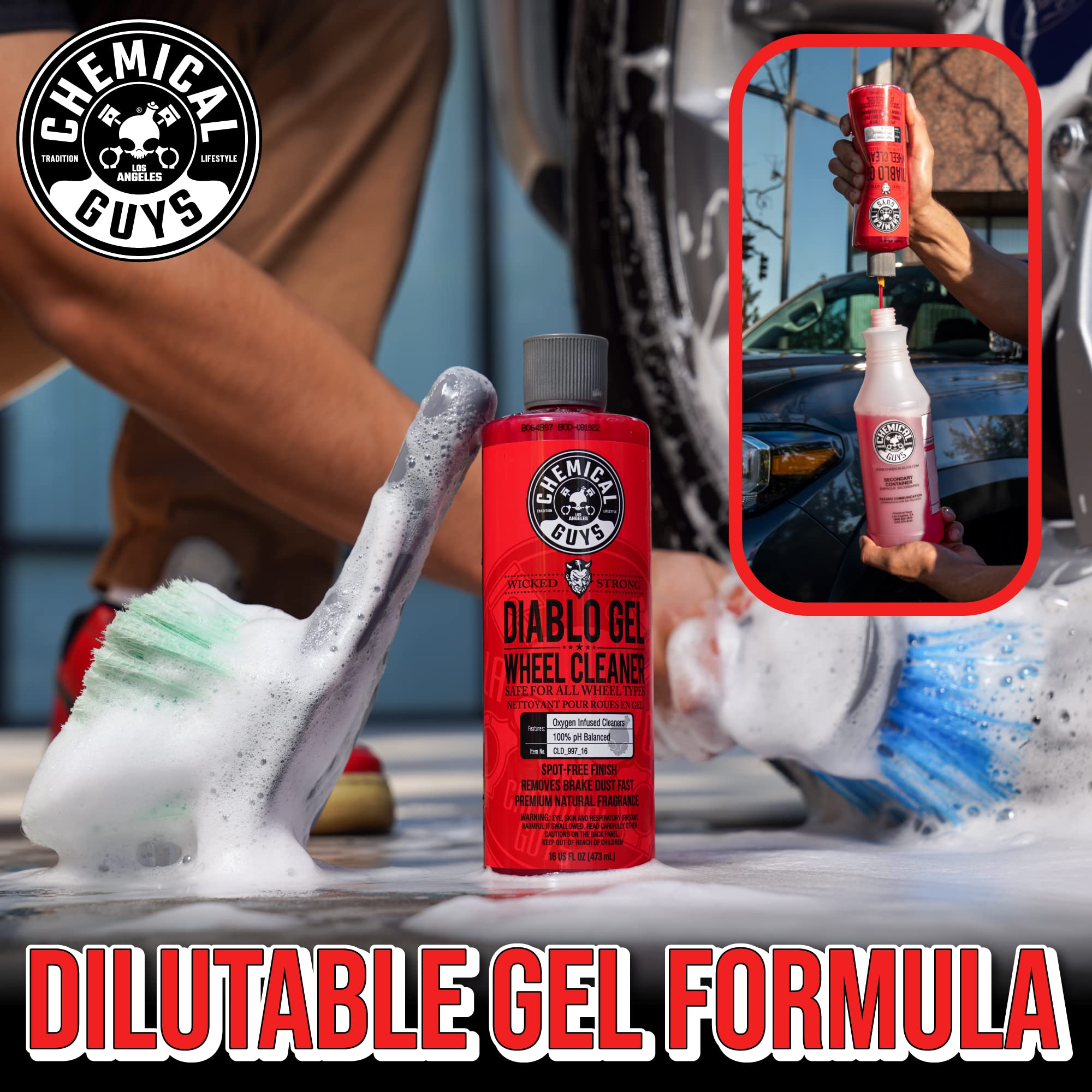Buy now Chemical Guys Diablo Gel Oxygen Infused Foam Wheel & Rim Cleaner, Concentrated Car Wheel Cleaner Safe on All Finishes, Removes Brake Dust, Dirt, Grime, for Cars, Trucks, SUVs, Motorcycles & RVs, 16 oz at indiglob india
