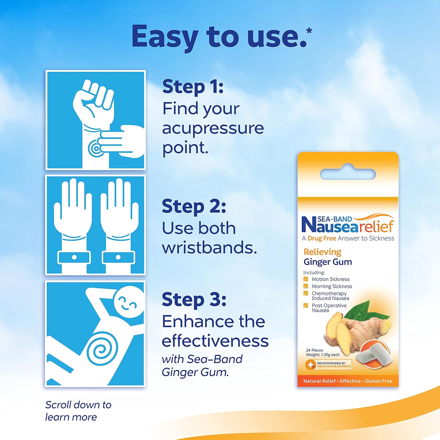 Buy now Sea-Band Anti-Nausea Acupressure Wristband for Motion & Morning Sickness, Child, Blue at indiglob india