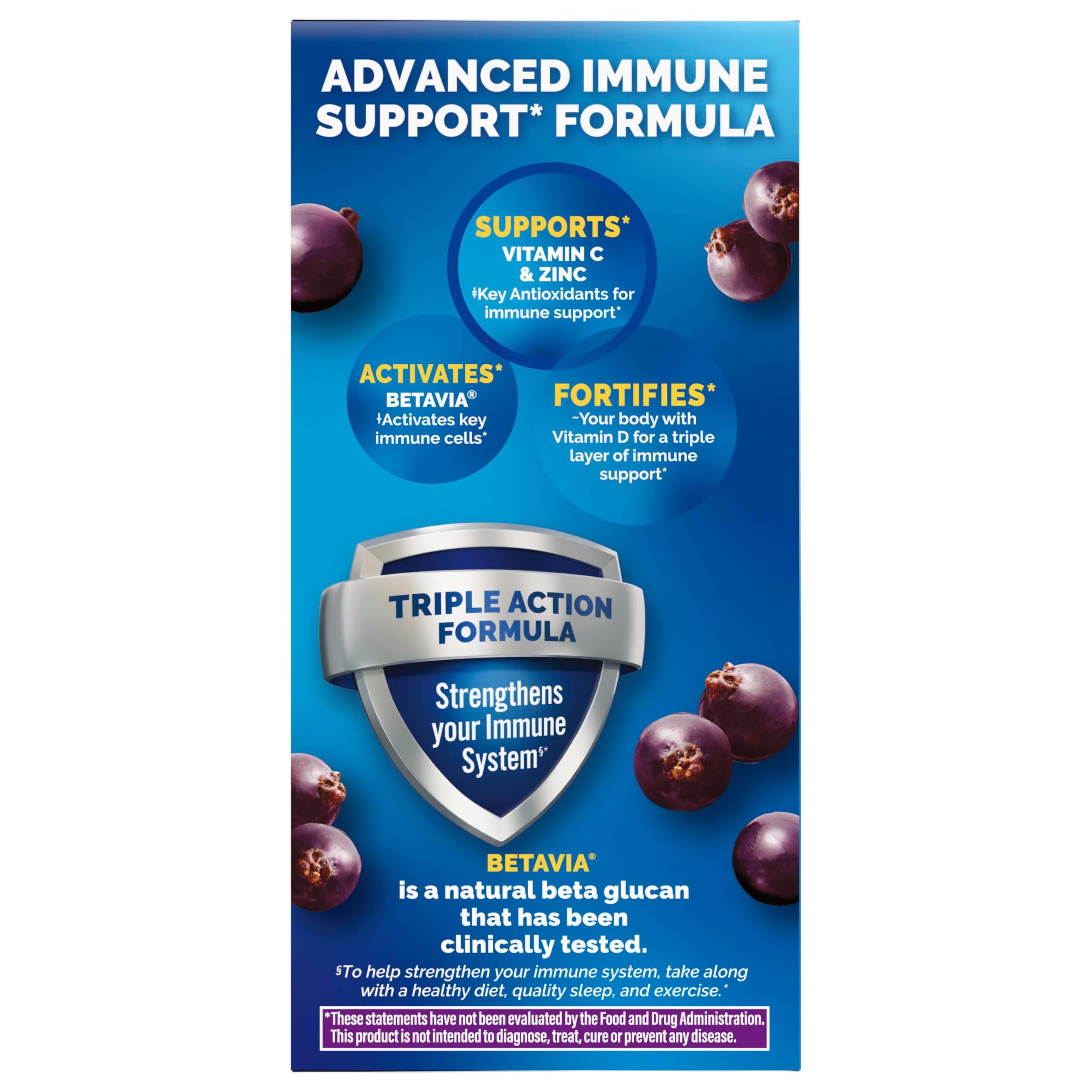 Emergen-C Immune+ Triple Action Immune Support Powder, Elderberry, 18 ct