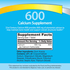21st Century Calcium 600mg Tablets, Bone Strength Support, 400 Count | Calcium Carbonate, Compare VS. Caltrate® 600, Bone Strength & Density Support, Vegan-Friendly, For Men & Women