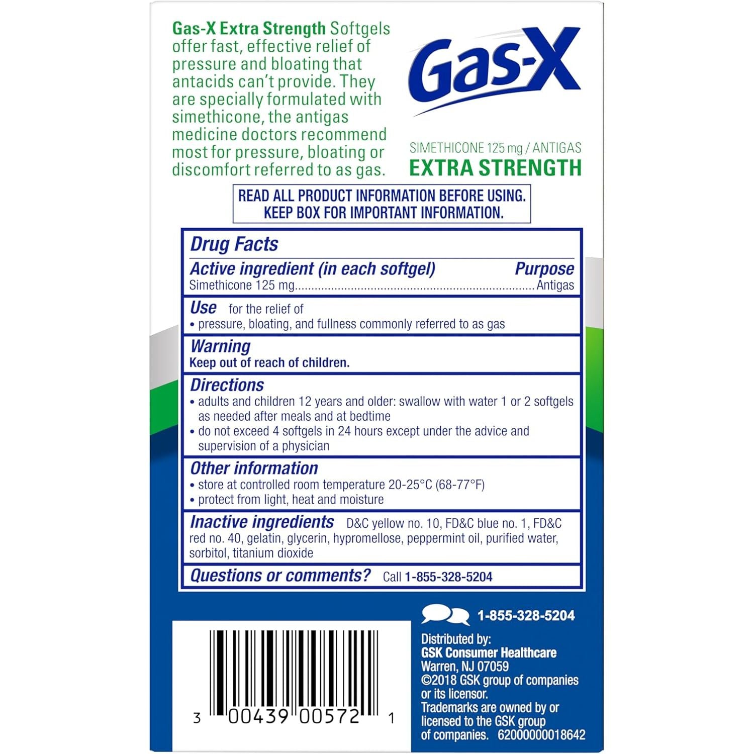 Buy now Gas-X Extra Strength Gas Relief Softgels with Simethicone 125 mg for Bloating Relief - 72 Count at indiglob india