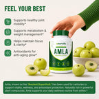 Organic Amla Capsules 1000mg – Indian Gooseberry Supplement for Antioxidant Support, Digestive Health & Natural Energy – Organic Amla Fruit Powder, 60 Capsules