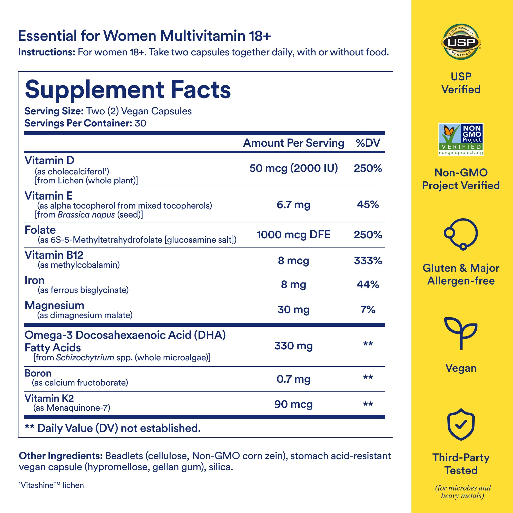 Ritual Women's 18+ Multivitamin - USP Verified - 60 Capsules - 30 Servings | Clinical-Backed - Key Essential Vitamins and Minerals - Support Energy, Heart, Bone, Brain Health* - Vegan - Mint