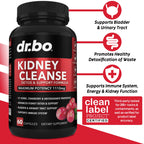 Kidney Cleanse Detox Support Supplement - Natural Cranberry, Juniper Berries, Buchu & Uva Ursi Extract to Support Kidneys, Bladder & Urinary Tract Health Supplements - Herbal Renal Blend Formula Pills