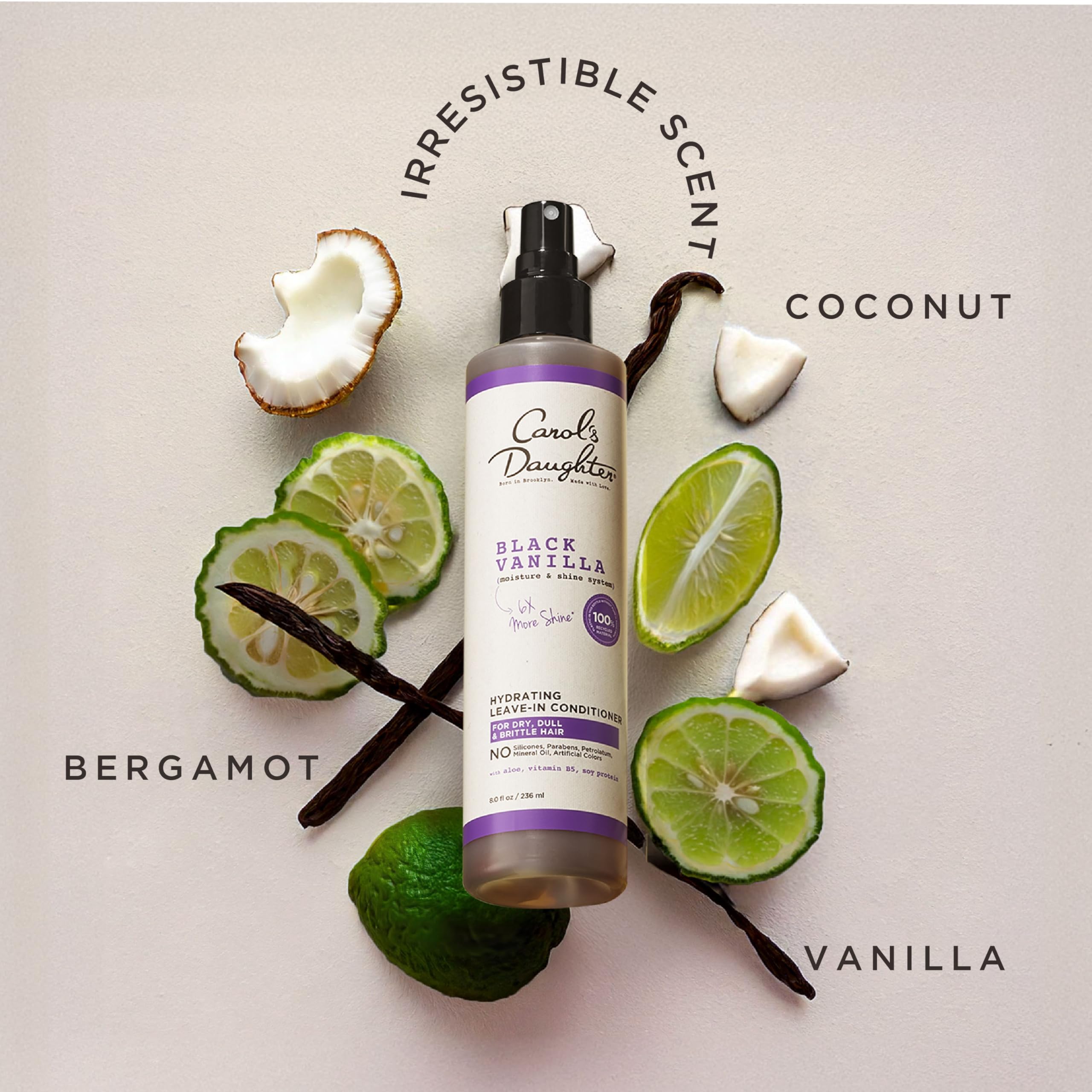 Carol's Daughter Black Vanilla Leave In Conditioner for Curly, Wavy or Natural Hair, Moisturizing Hair Care for Dry, Dull or Brittle Split Ends, 8 Fl Oz