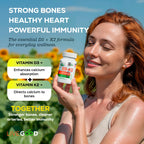 LiveGood Vitamin D3 K2 2000 IU, Organic Vegan D3 K2 Supplement with MK-7