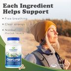 RidgeCrest Herbals ClearLungs Extra Strength Lung Health Support 60 Ct | 30 Servings, 13 Unique Herbs, Natural Nasal Support, Respiratory Comfort, 50% more than Classic with Availablend