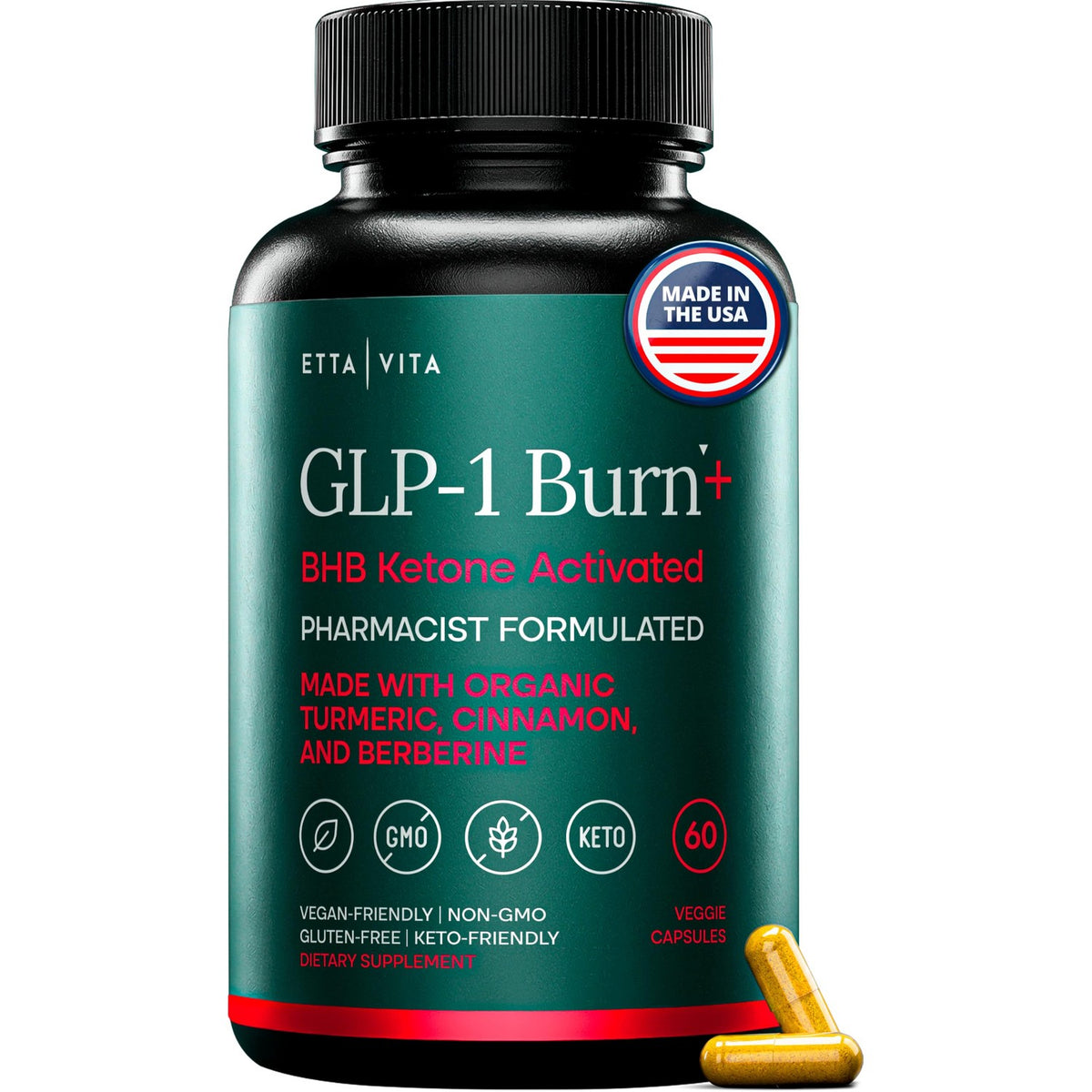GLP-1 Supplement for Appetite Support with BHB Ketones, ACV, Berberine HCL