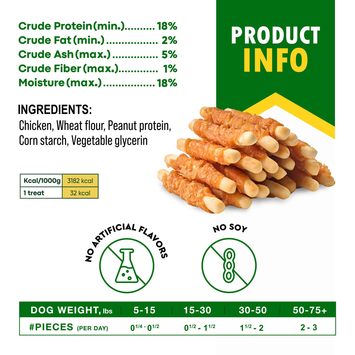 Dog Treats Biscuits Sticks Chicken Wrapped Human Grade Meat 10.6 oz - Natural Dried Snacks Rawhide - Free & Grain Free Long Lasting Chews for Large & Small Dogs - Best for Training & Healthy Teeth