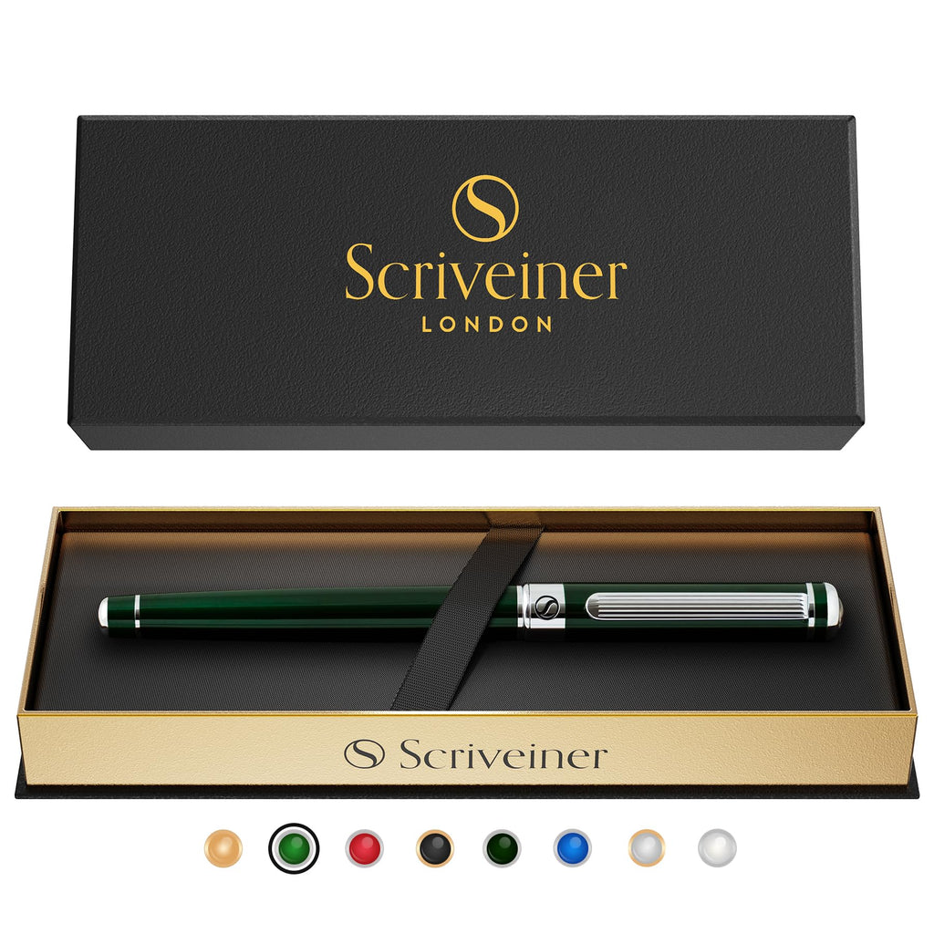 Buy now Scriveiner Black Lacquer Rollerball Pen - Stunning Luxury Pen, Real Gold Plating, Schmidt Ink Refill, Best Roller Ball Gift Set for Men & Women, Professional, Executive Office, Nice Pens at indiglob india