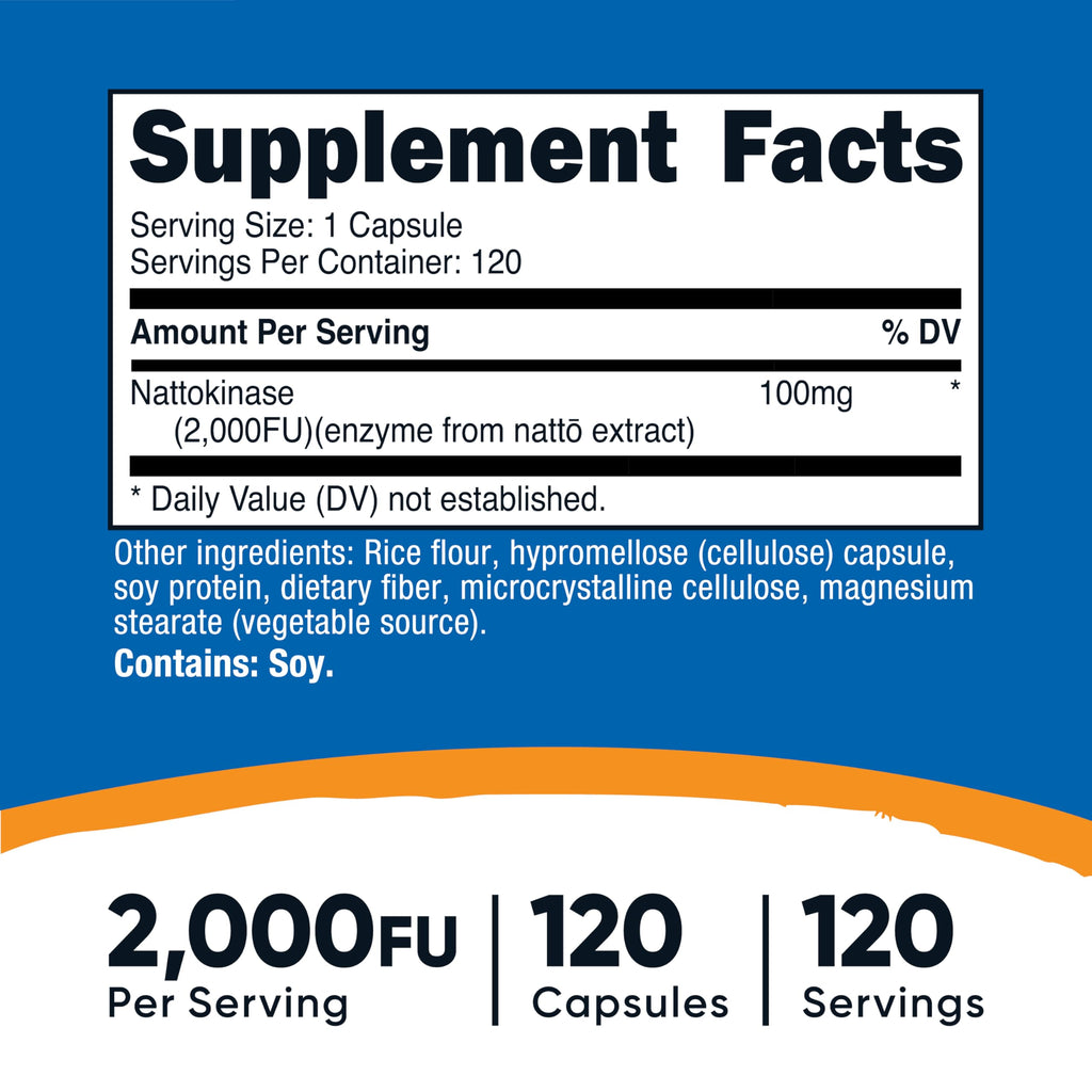 Nutricost Nattokinase 2,000FU, 120 Capsules, Gluten Free, GMO-Free | Vegetarian Friendly