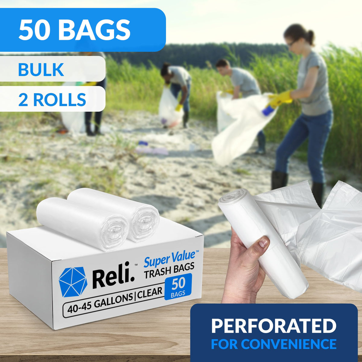 Reli. 40-45 Gallon Trash Bags Heavy Duty | Made in USA
