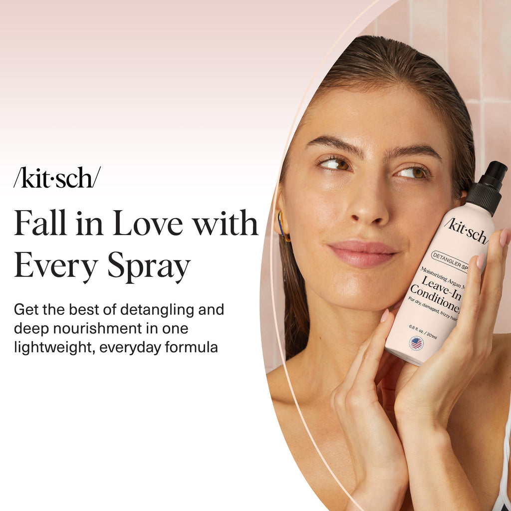Buy now Kitsch Argan Milk Leave In Conditioner Spray â€“ Hair Detangler Spray for Curly, Wavy, Fine, Dry & Damaged Hair - Silicone-Free | Ideal Gifts for Women - 6.3oz at indiglob india
