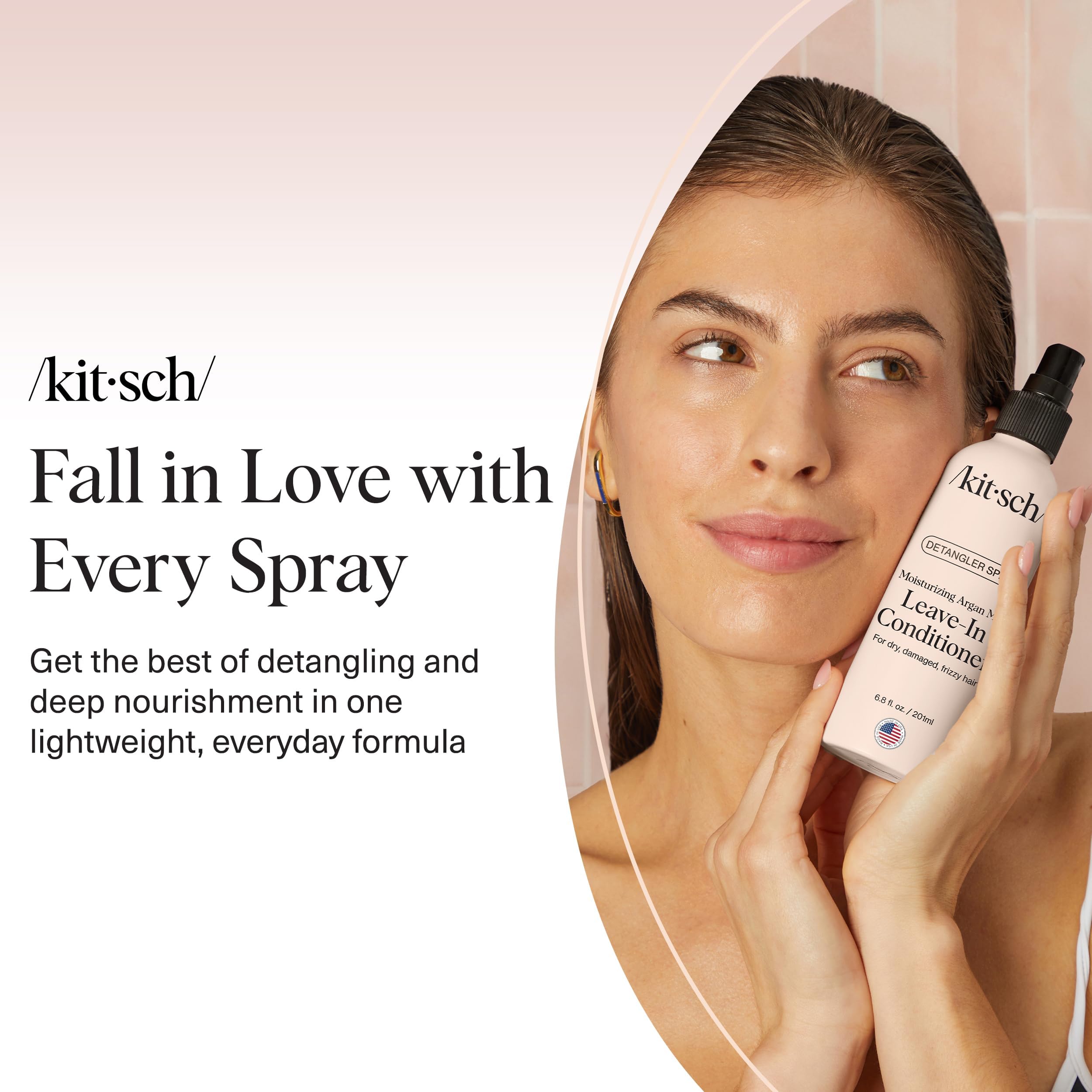 Buy now Kitsch Argan Milk Leave In Conditioner Spray â€“ Hair Detangler Spray for Curly, Wavy, Fine, Dry & Damaged Hair - Silicone-Free | Ideal Gifts for Women - 6.3oz at indiglob india
