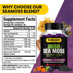 Sakoon nutrition Wildcrafted Irish Sea Moss Gummies with Bladderwrack, Burdock Root, Elderberry & Black Seed Oil – Vegan, Non-GMO – 60 Gummies