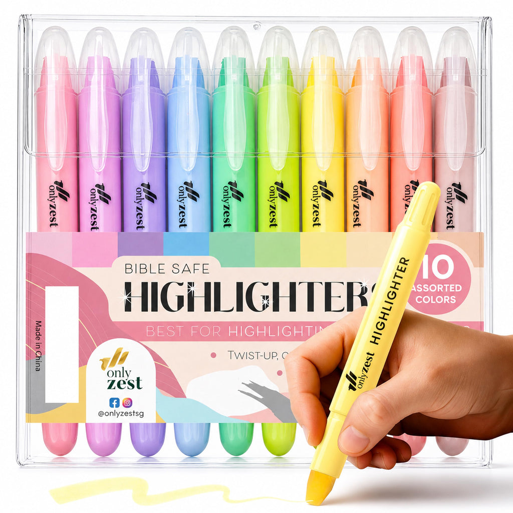 10 Pack Bible Safe Highlighters - Pastel Color, Wax Highlighters