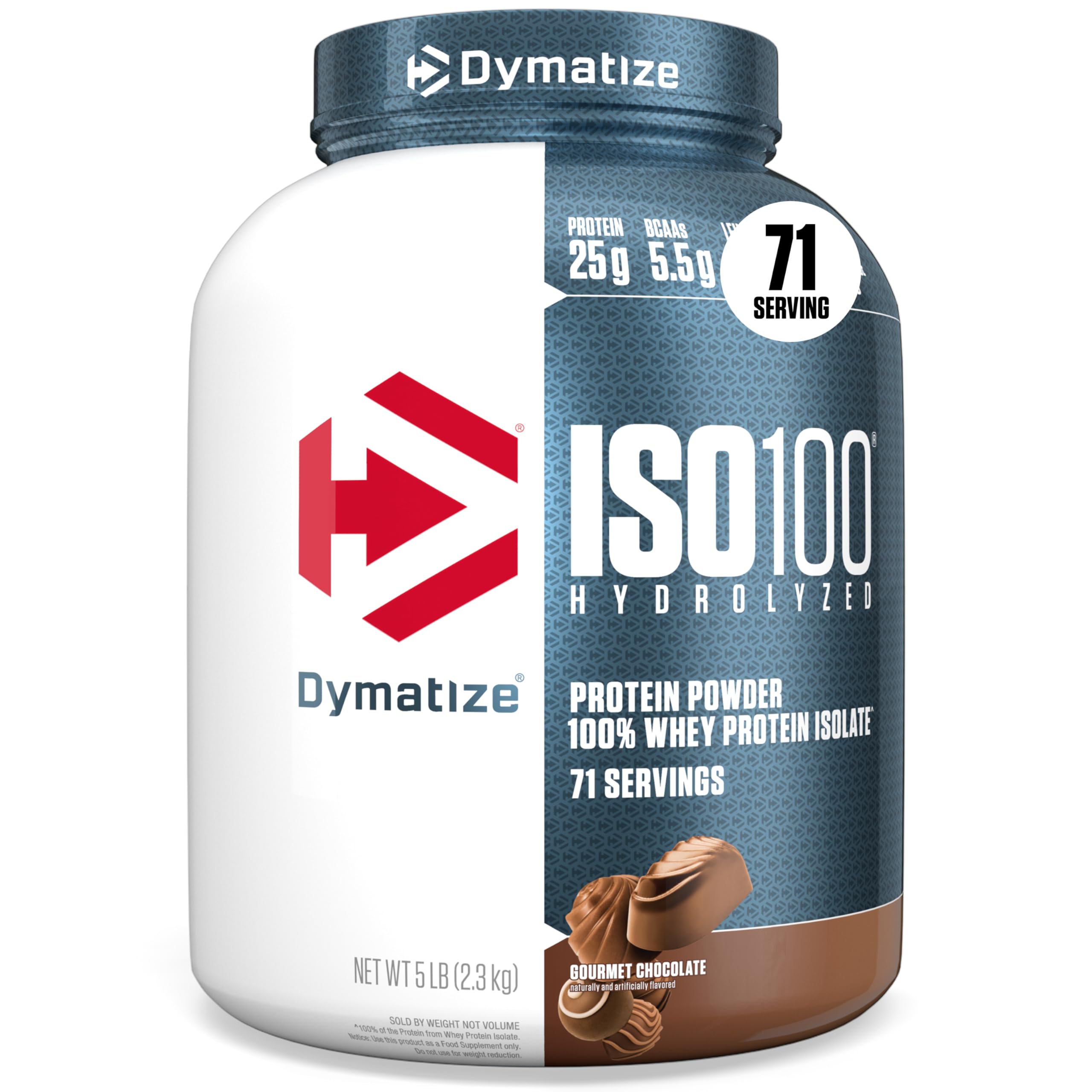 Buy now Dymatize ISO100 Whey Protein Powder Isolate, Gourmet Chocolate, 25g of Protein, 5 Pound, 5.5g BCAAs, Less Than 120 Cal., Gluten Free, 1g Fat, 1g Sugar, 2g Carb (71 Servings) Chocolate 5 Pound (Pack of 1) at indiglob india