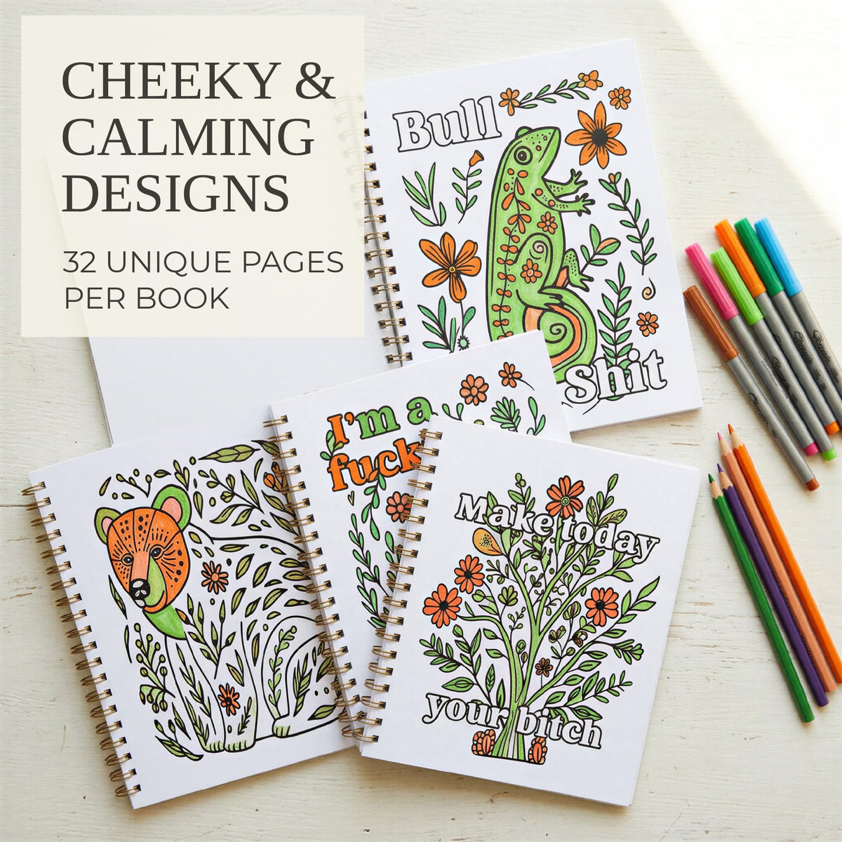 Beautiful Coloring Book Set of 2 for Adult Relaxation with Floral Designs
