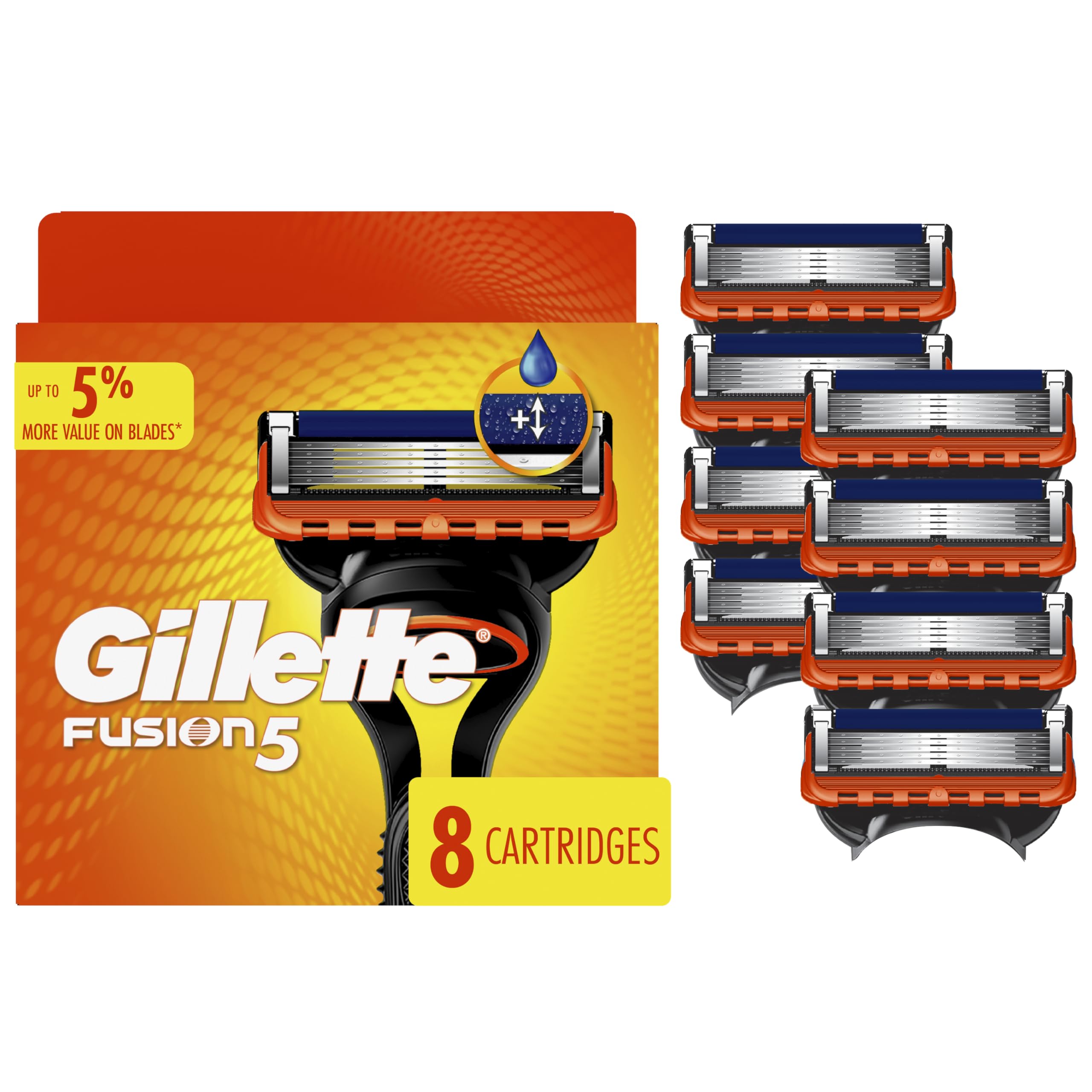 Gillette Fusion5 Mens Razor Blade Refills, 12 Count, Lubrastrip for a More Comfortable Shave