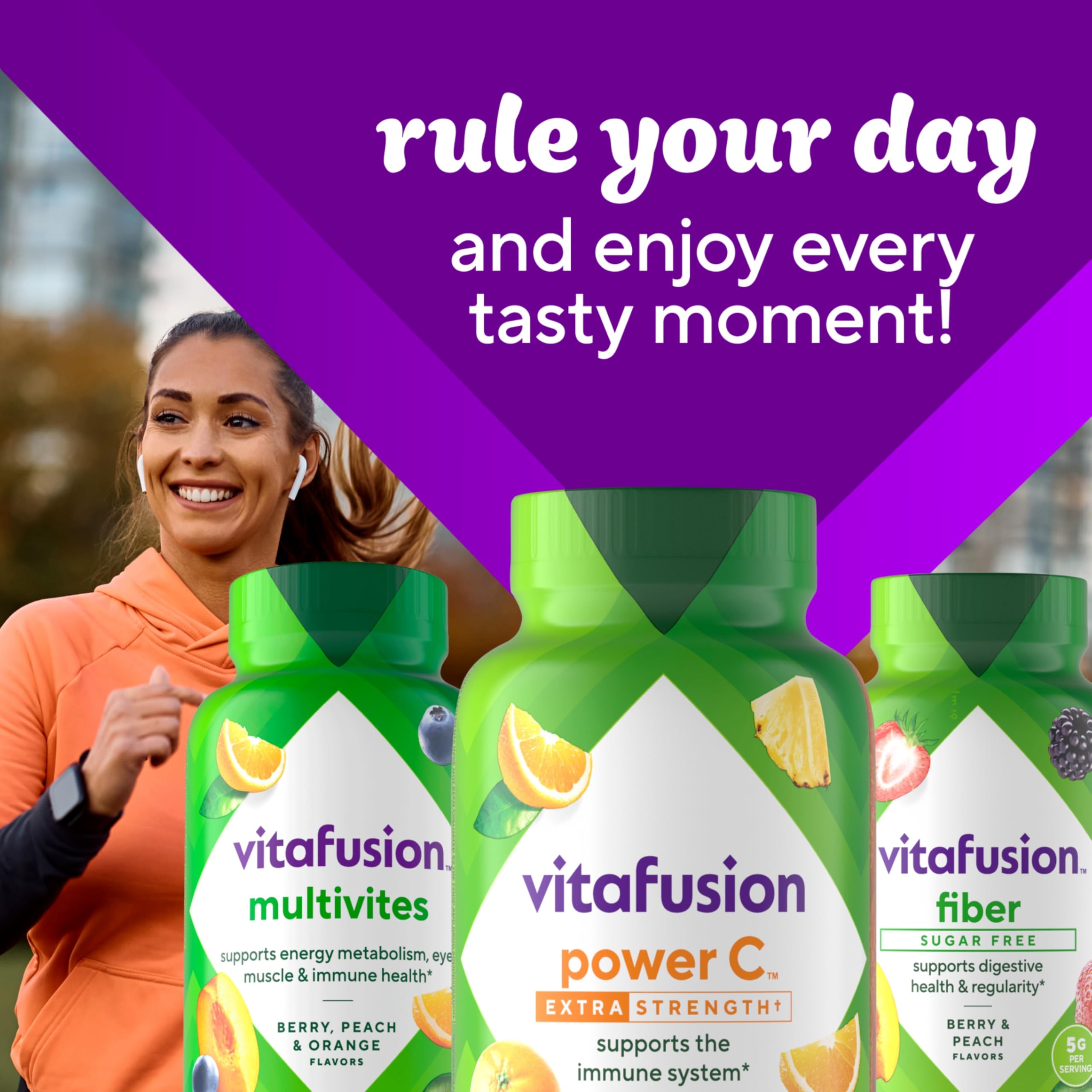 Vitafusion Power C Vitamin Gummies | 500mg | 92 Gummy Vitamins | for Adult Women & Men | Extra Strength | Tropical Citrus Flavor | Gluten and Dairy-Free Supplement