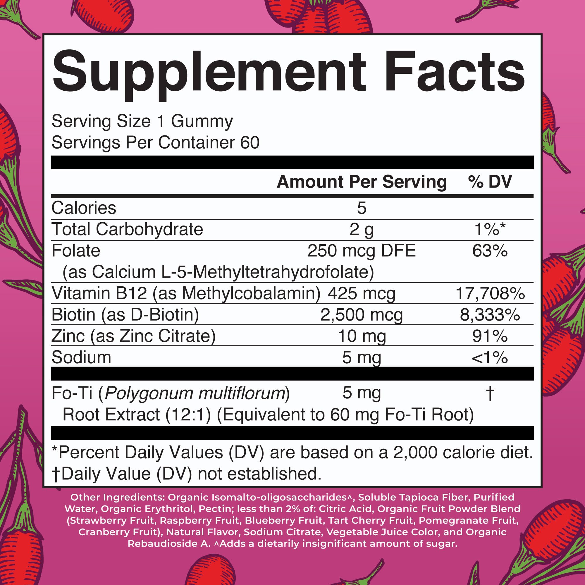 MARYRUTH'S Biotin Gummies, Hair Growth, Vegan, Sugar Free, Non-GMO, 60 Ct | Sugar Free, Vegan, Non-GMO, 2,500 mcg Biotin, Hair Skin and Nails