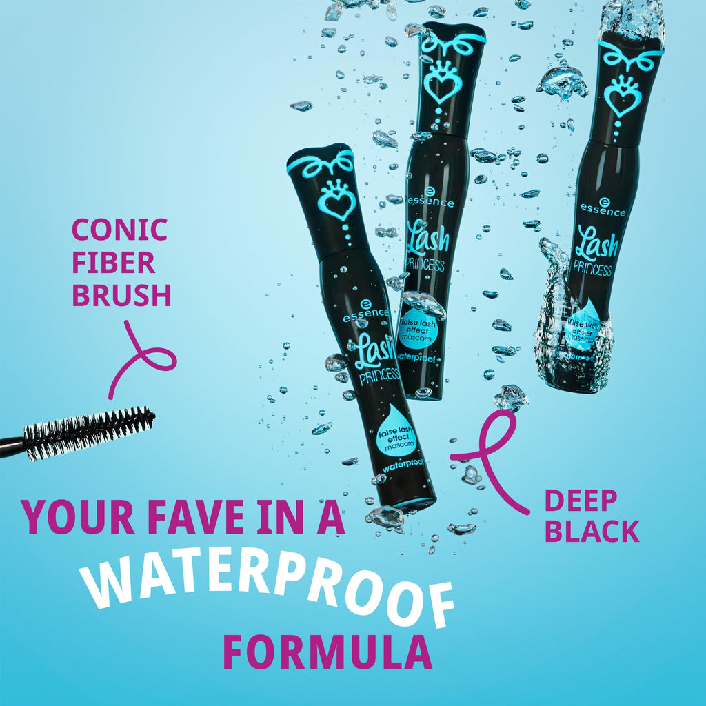 essence Lash Princess False Lash Waterproof Mascara, Black (Pack of 1) | Lengthens & Adds Volume, No Smudge, No Flake, Long Lasting, Fiber Brush, Vegan & Cruelty Free, Paraben Free