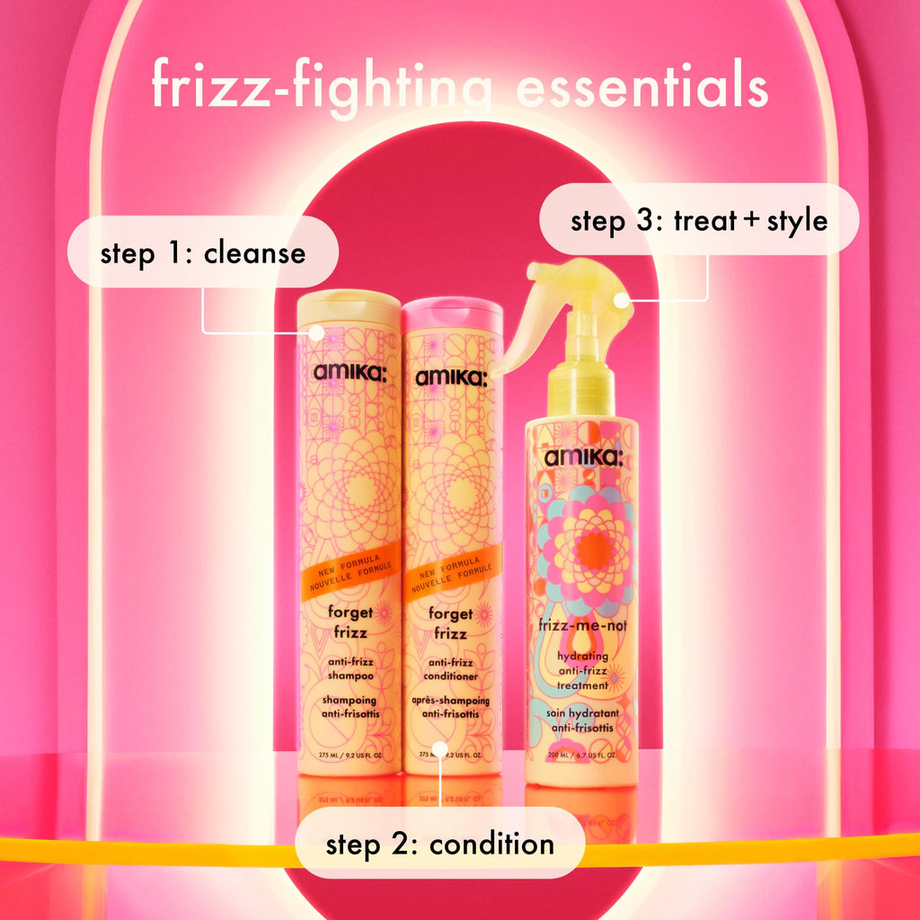 amika frizz-me-not hydrating anti-frizz treatment | lightweight hydrating spray for medium to thick coarse hair types 2a-4c, humidity + heat protection, smooth frizz for up to 3 days