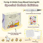 Ohuhu × Coco Wyo Coloring Set 48 Alcohol Markers& Coloring Book Brush& Fine