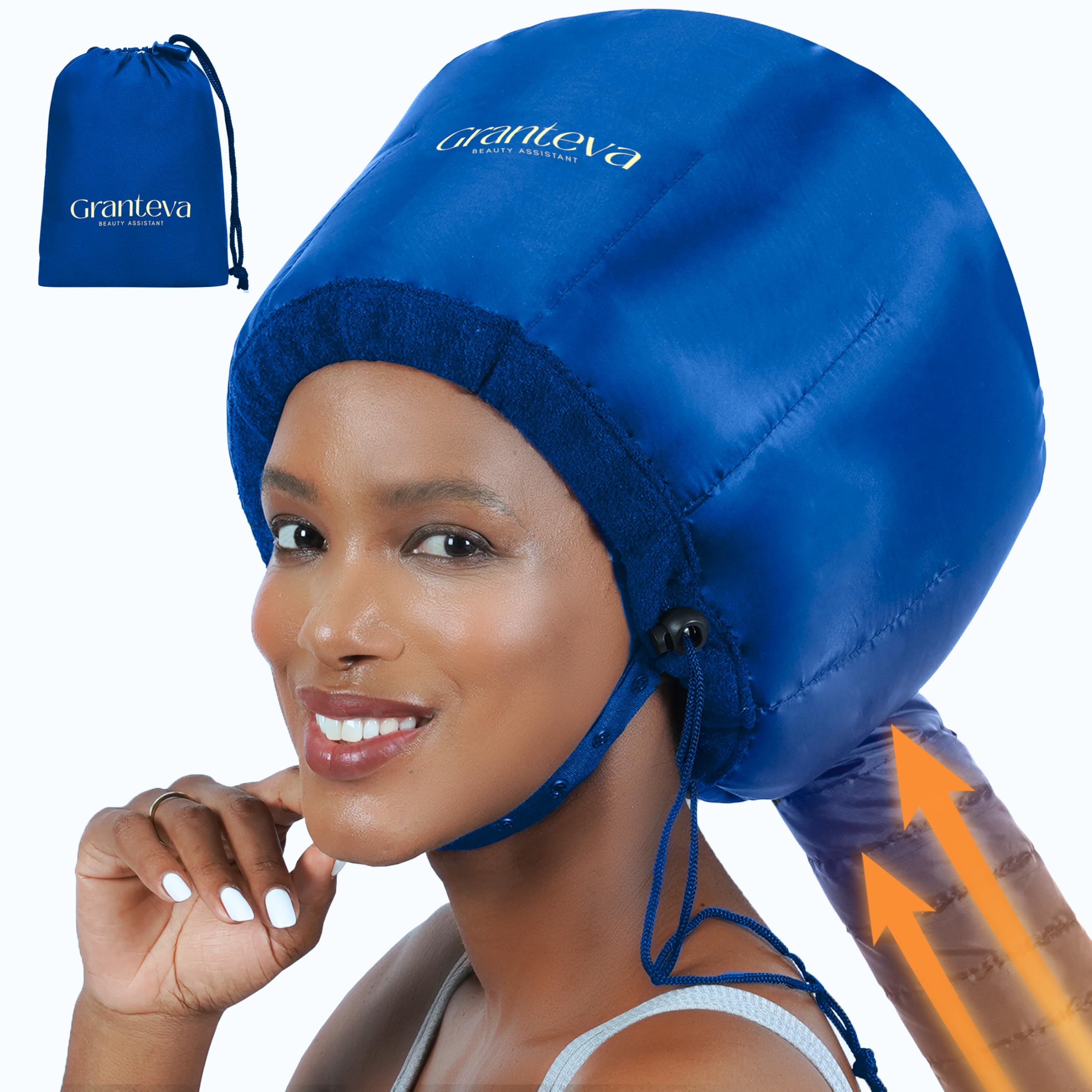 Bonnet Hair Dryer Attachment w/A Headband Integrated that Reduces Heat Around Ears & Neck - Diffuser Cap for Hair Dryer Curly Hair, Speeds Up Drying Time, Deep Conditioning at Home - Large (Purple)